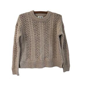 Madewell Womens Beige Windemere Pointelle Chunky Alpaca Wool Pullover Sweater XS